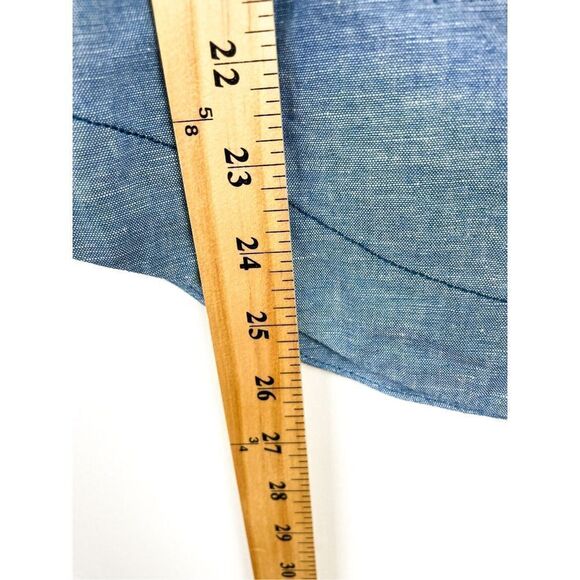 NWT Free People Womens Show Some Shoulder Top Off Shoulder Blue Chambray Top Siz - Picture 7 of 11